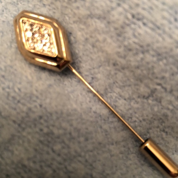 AVON VINTAGE STICK PIN LAPEL HAT SCARF TIE BLING GOLD TONE DIAMOND SHAPE - #426 - Picture 8 of 10